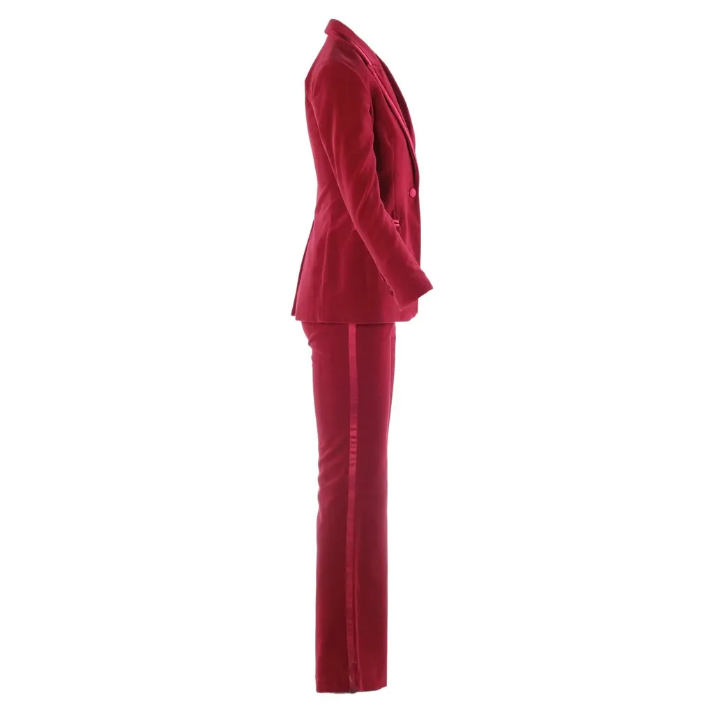 Gucci by Tom Ford Red Cotton Velvet Pantsuit - '90s Red Cotton Good - Inside View