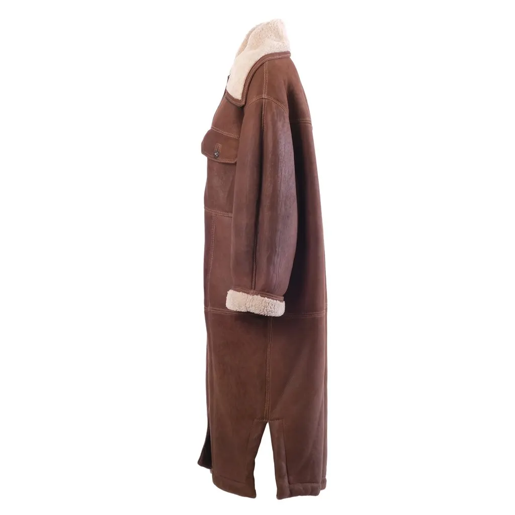 Alberta Ferretti Sheepskin Shearling Coat -'00s Beige Shearling Good - Back View