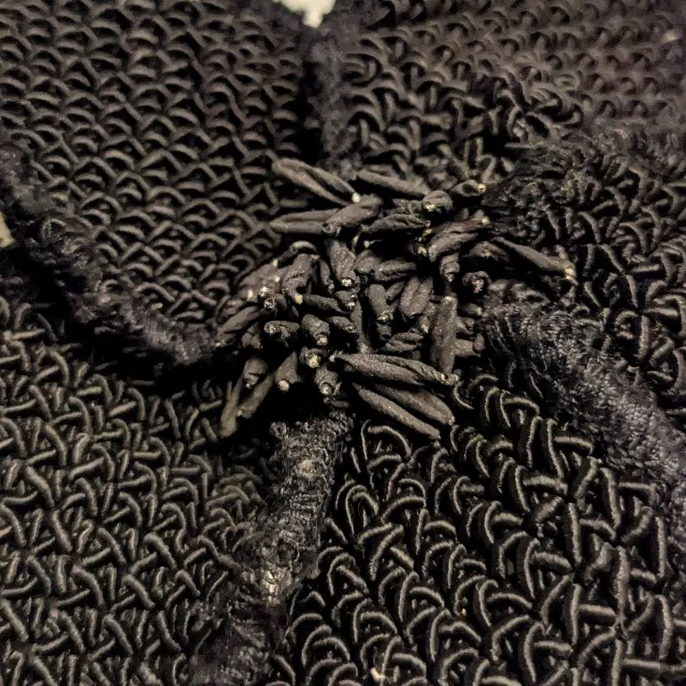 Chanel Black Knitted Camélia Brooch - '90s Black Good - Inside View