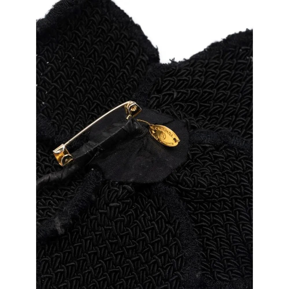 Chanel Black Knitted Camélia Brooch - '90s Black Good - Box View