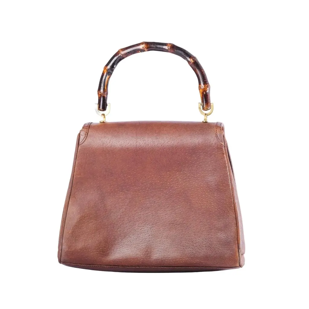 Gucci Leather Bamboo Bag- '60s Brown Leather Good - Inside View