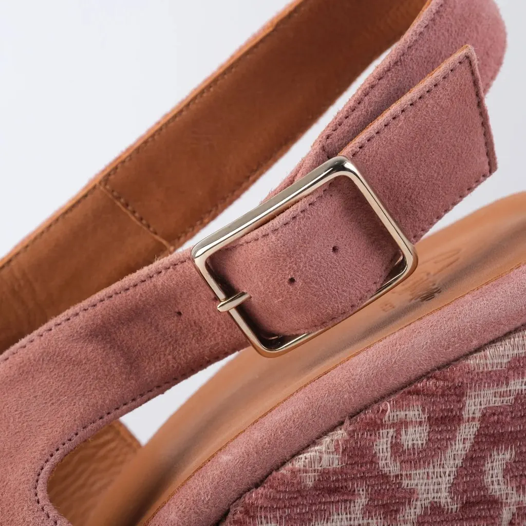 Unsigned Castañer Pink Suede Espadrille Wedge Sandals with Floral - '10s Pink Suede Good - Model View