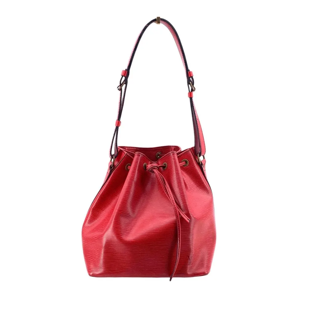 Louis Vuitton Shoulder Bag Vintage Petit Noe Red Leather Good - Front View