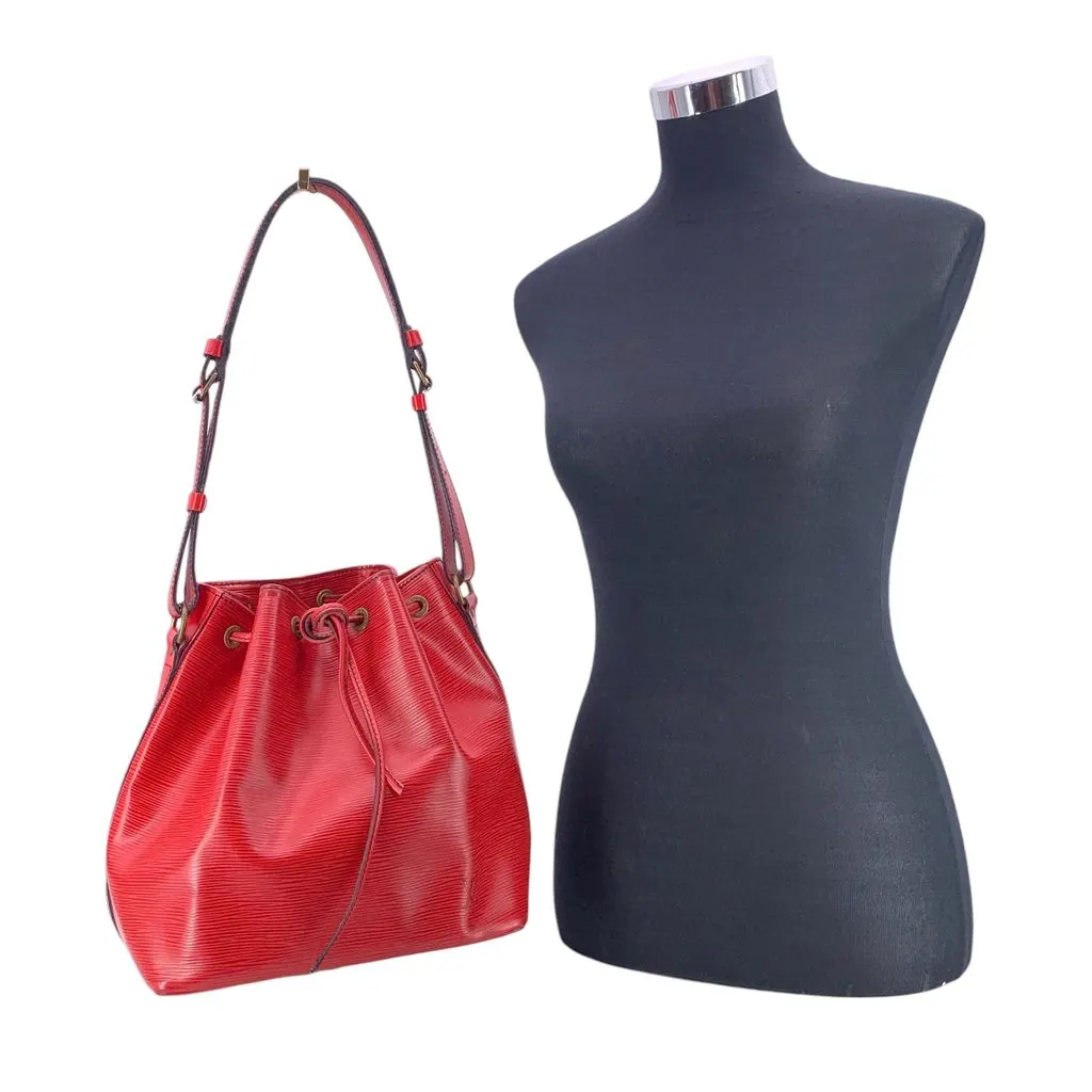 Louis Vuitton Shoulder Bag Vintage Petit Noe Red Leather Good - Back View