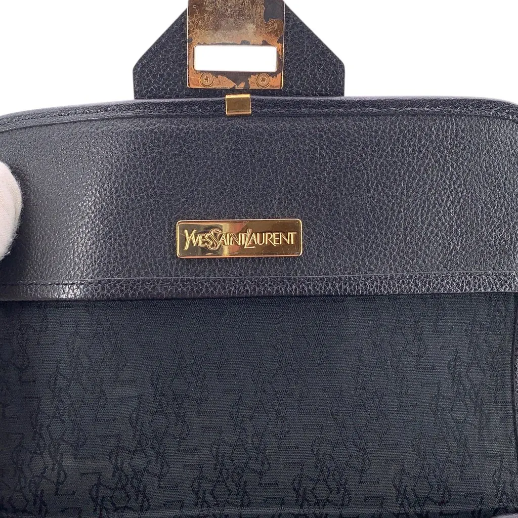 Saint Laurent Shoulder Bag Vintage Trapeze Black Leather Good - Box View