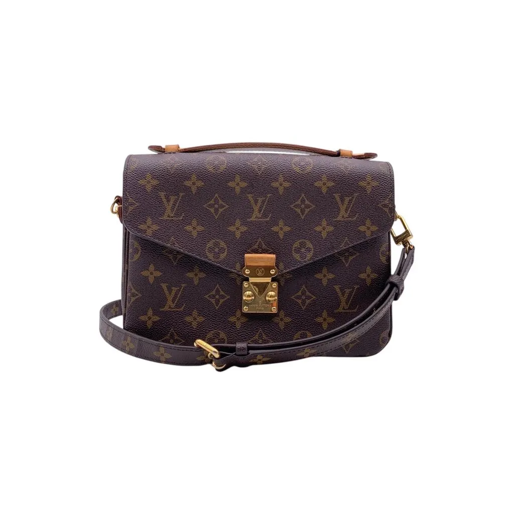Louis Vuitton Shoulder Bag Metis Gold Canvas Good - Front View