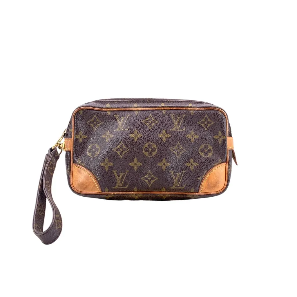 Louis Vuitton Clutch Bag Vintage Marly Dragonne Red Canvas Good - Front View