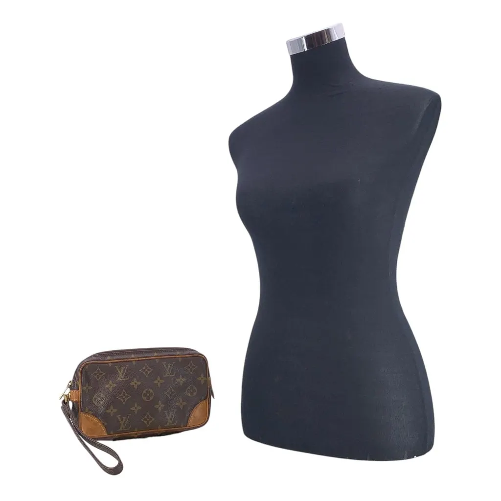 Louis Vuitton Clutch Bag Vintage Marly Dragonne Red Canvas Good - Back View