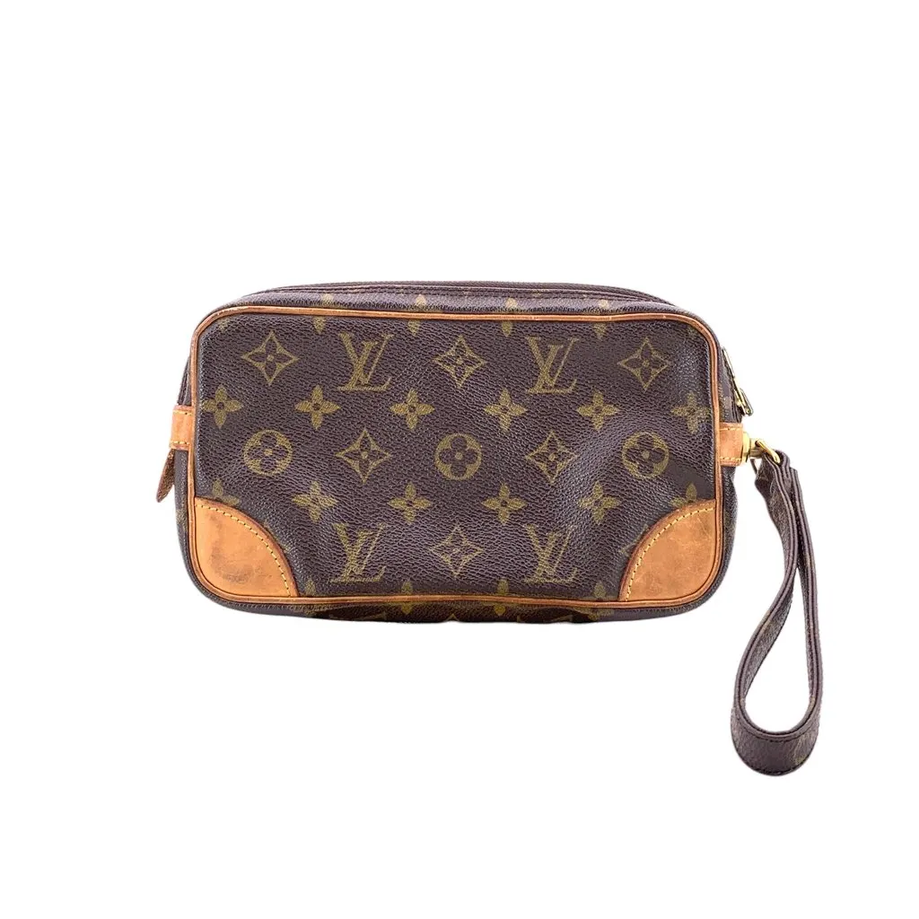 Louis Vuitton Clutch Bag Vintage Marly Dragonne Red Canvas Good - Inside View