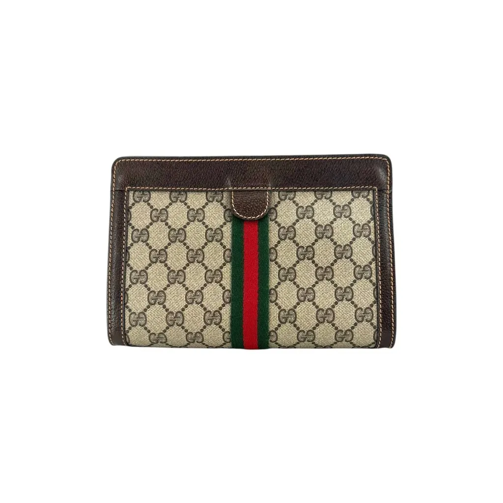 Gucci Clutch Bag Vintage Ophidia Beige Canvas Good - Inside View