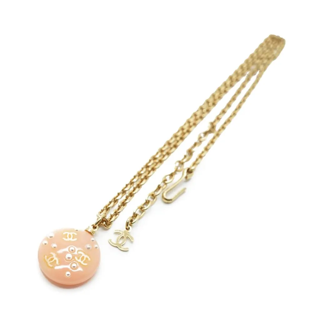 Chanel Necklace Red Lace Good - Front View