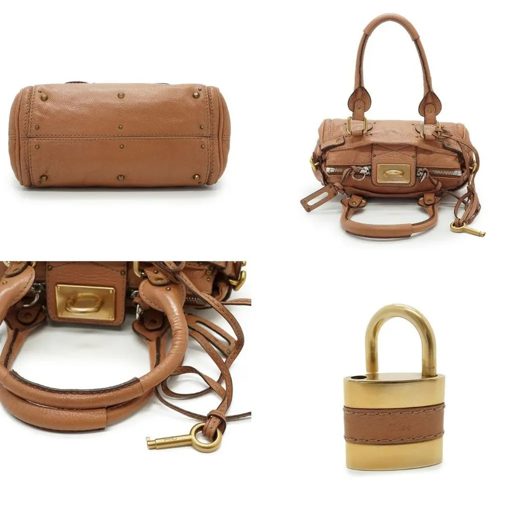 Chloe Handbag Paddington Beige Leather Good - Model View
