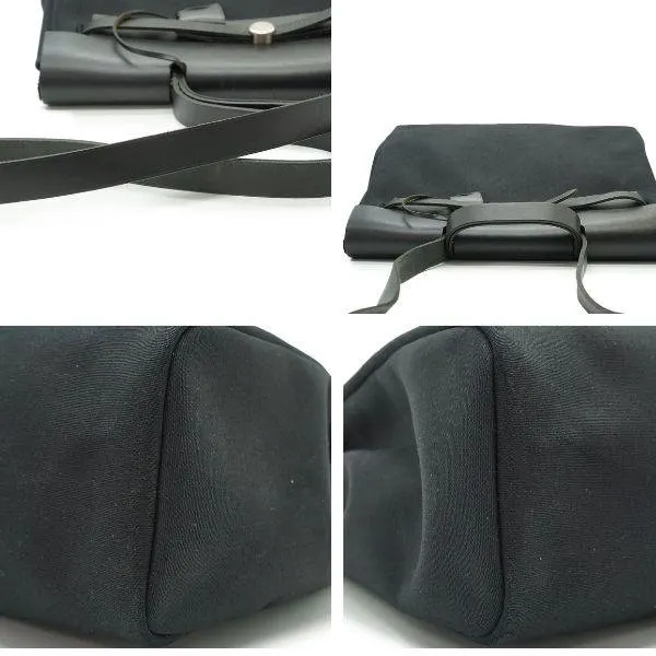 Hermes Shoulder Bag Herbag Black Leather Good - Back View