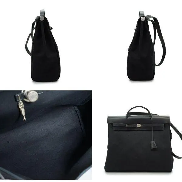 Hermes Shoulder Bag Herbag Black Leather Good - Inside View