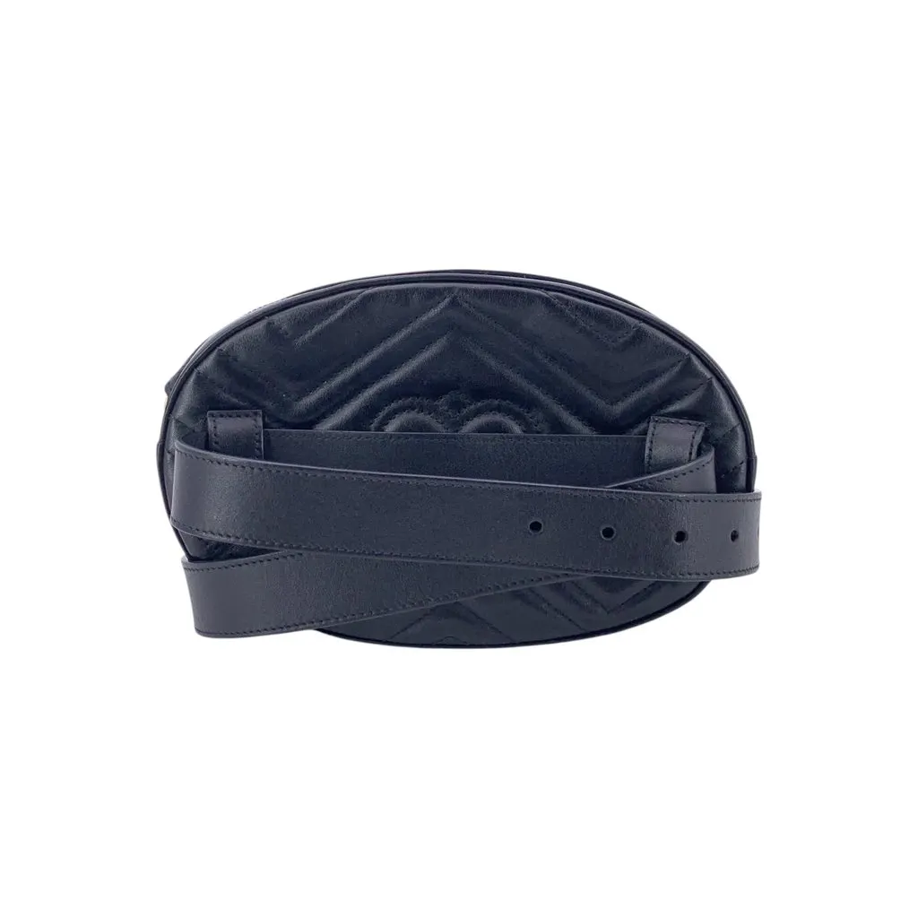 Gucci Shoulder Bag GG Marmont Black Leather Good - Inside View