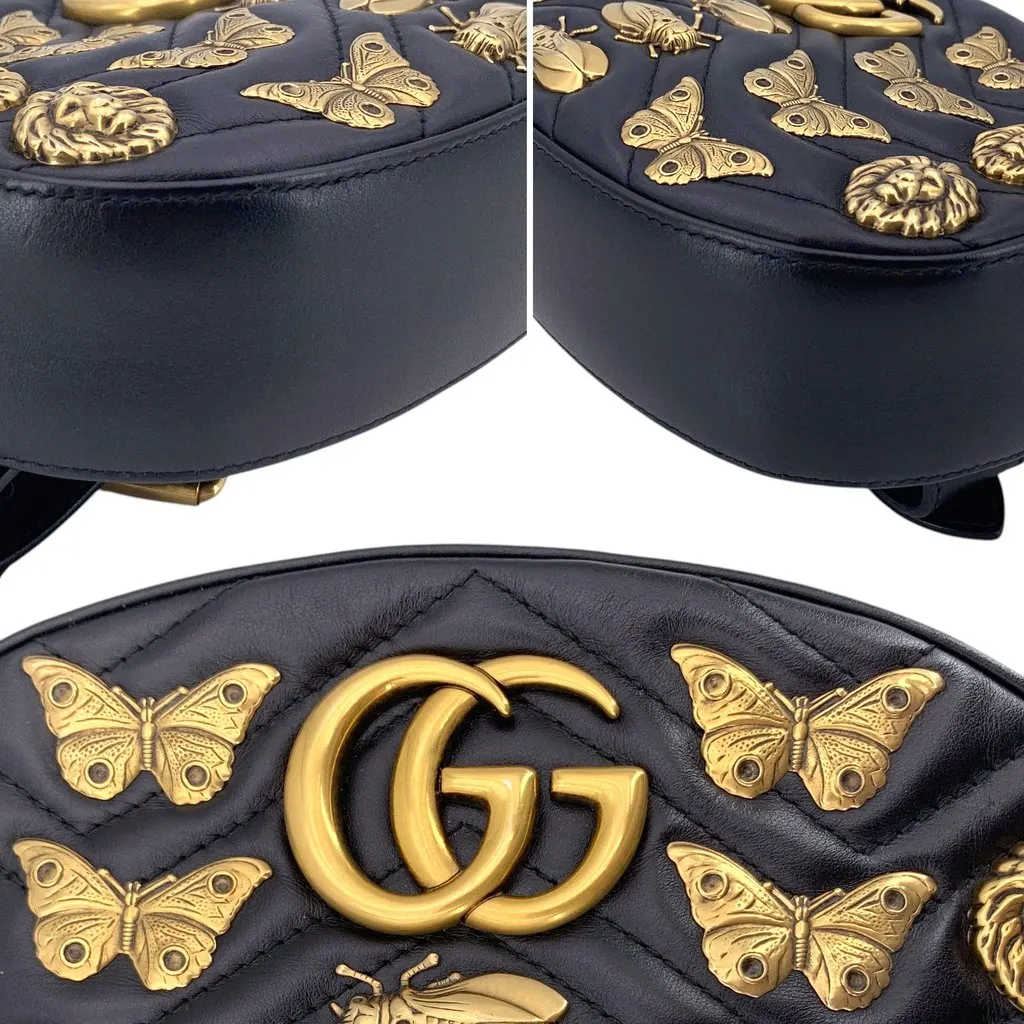 Gucci Shoulder Bag GG Marmont Black Leather Good - Model View