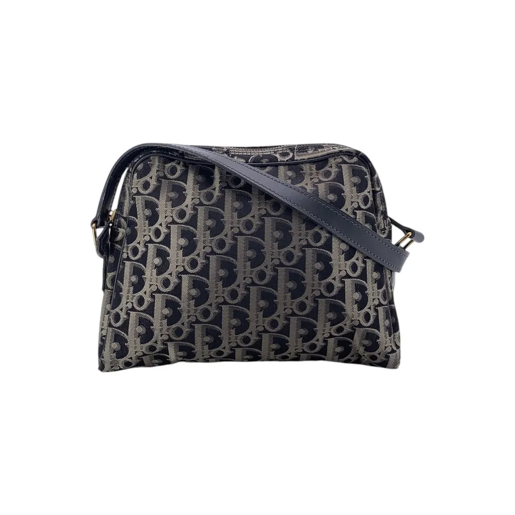 Dior Crossbody Bag Vintage Trotter Black Canvas Good - Front View