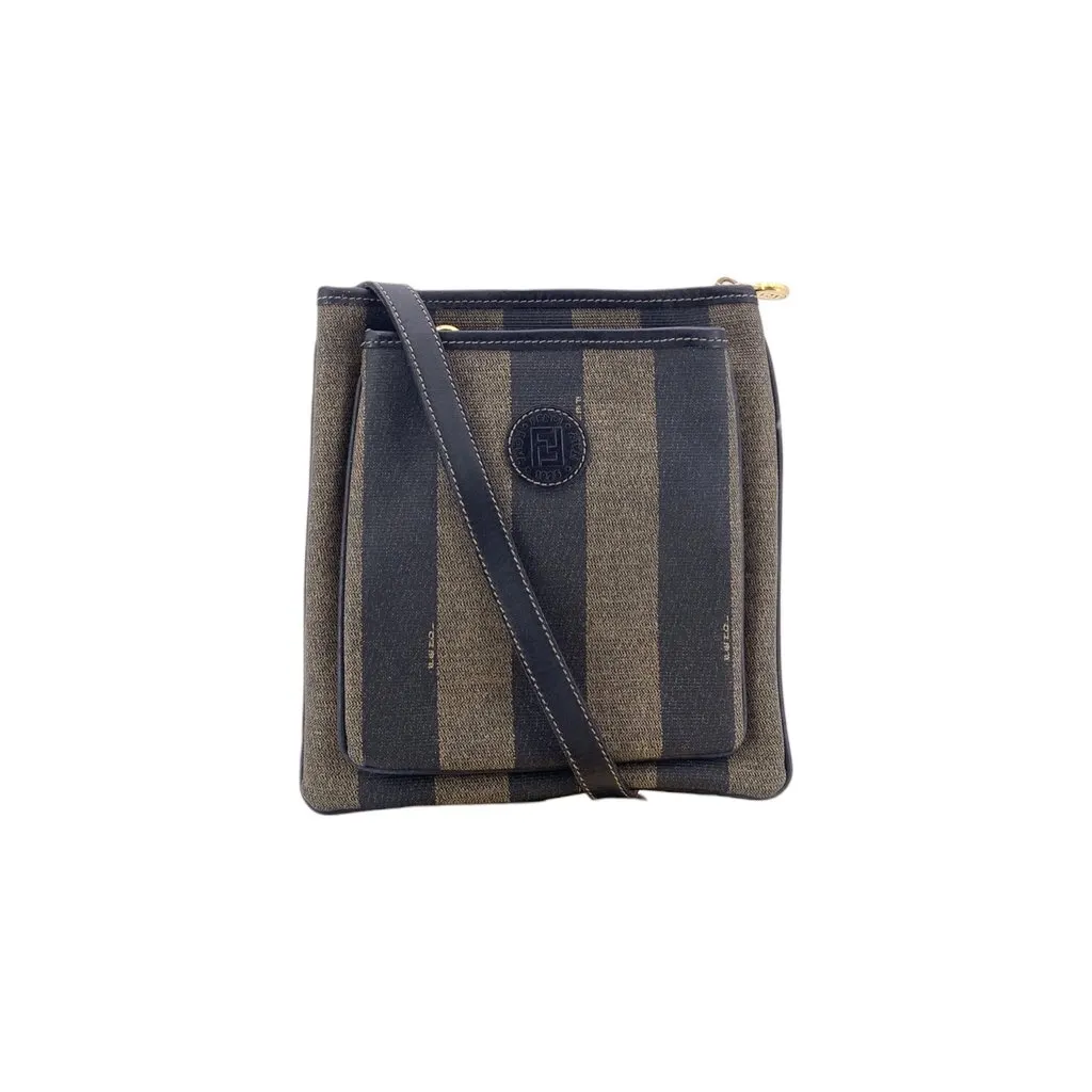 Fendi Handbag Vintage Pequin Black Canvas Good - Front View