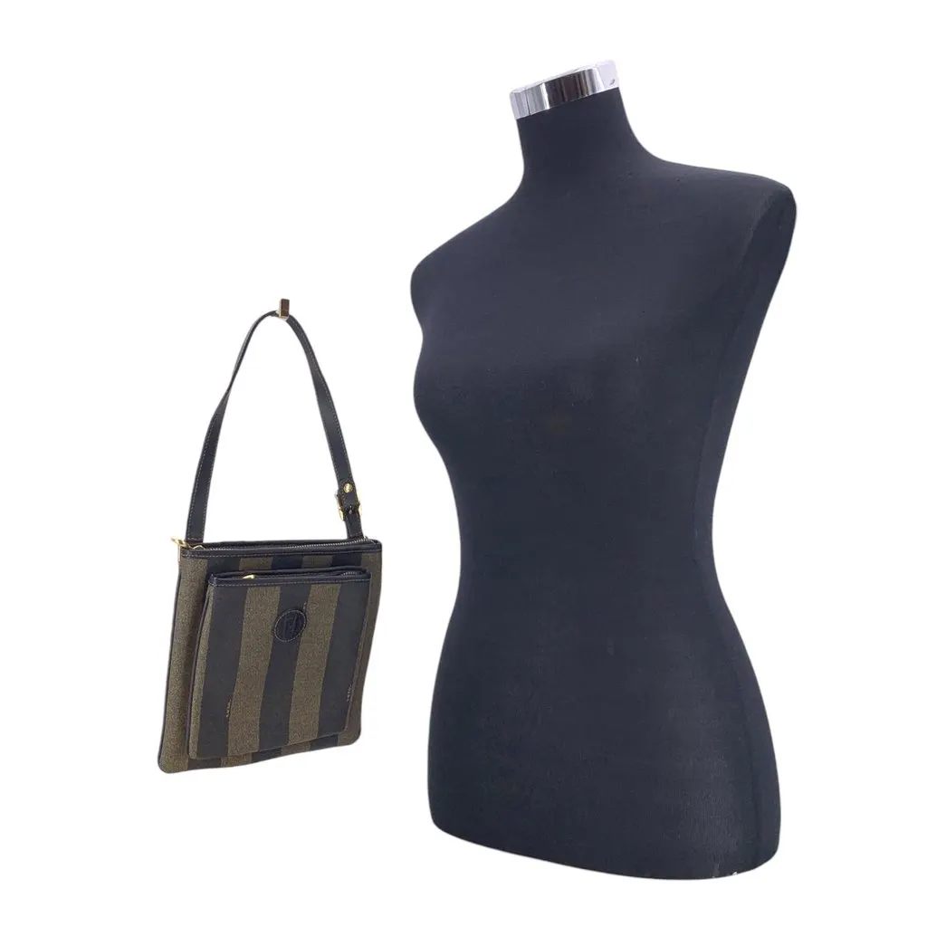 Fendi Handbag Vintage Pequin Black Canvas Good - Back View