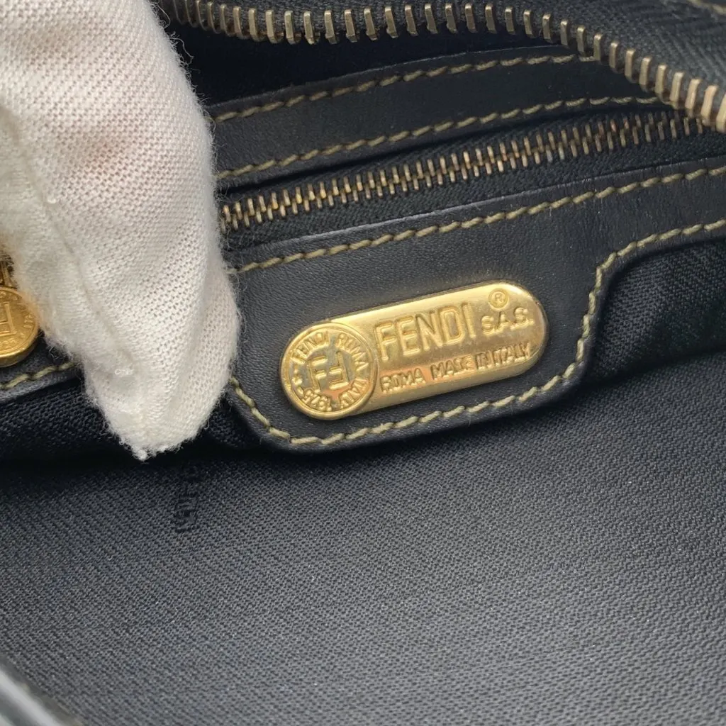Fendi Handbag Vintage Pequin Black Canvas Good - Box View