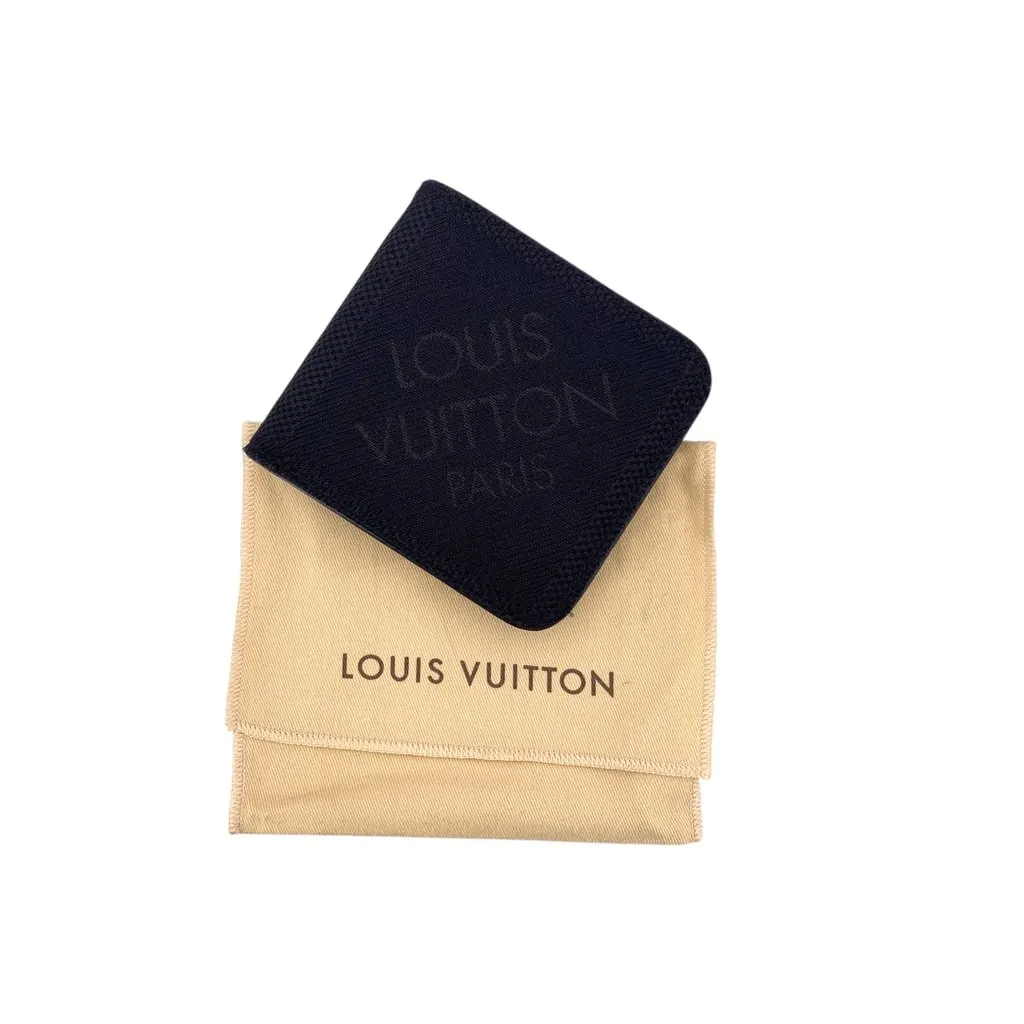 Louis Vuitton Wallet Black Canvas Good - Back View