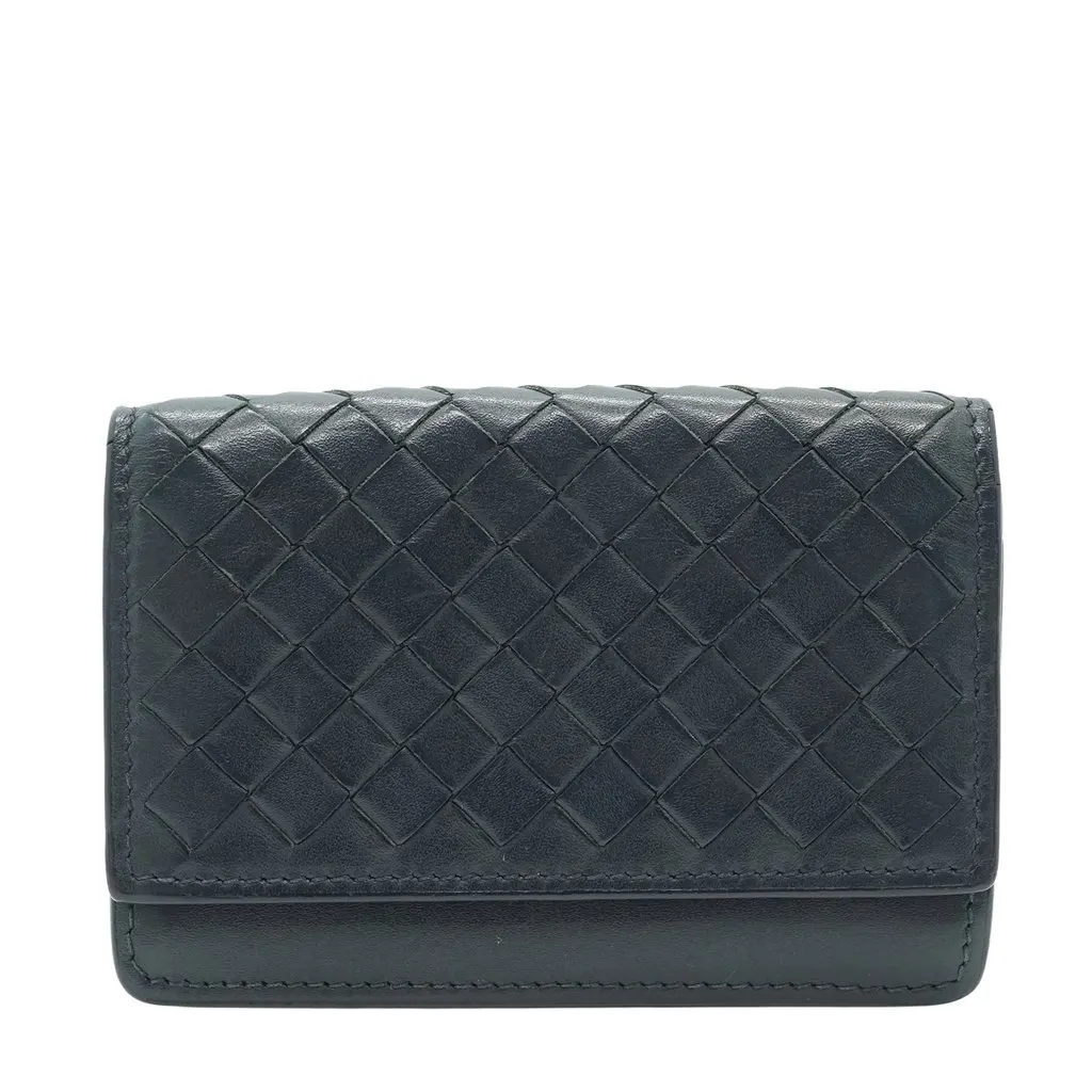Bottega Veneta Wallet Blue Leather Good - Front View