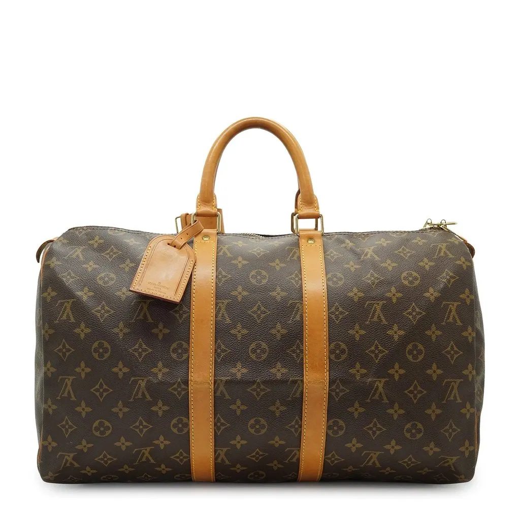 Louis Vuitton Luggage Vintage Keepall Brown Canvas Good - Back View