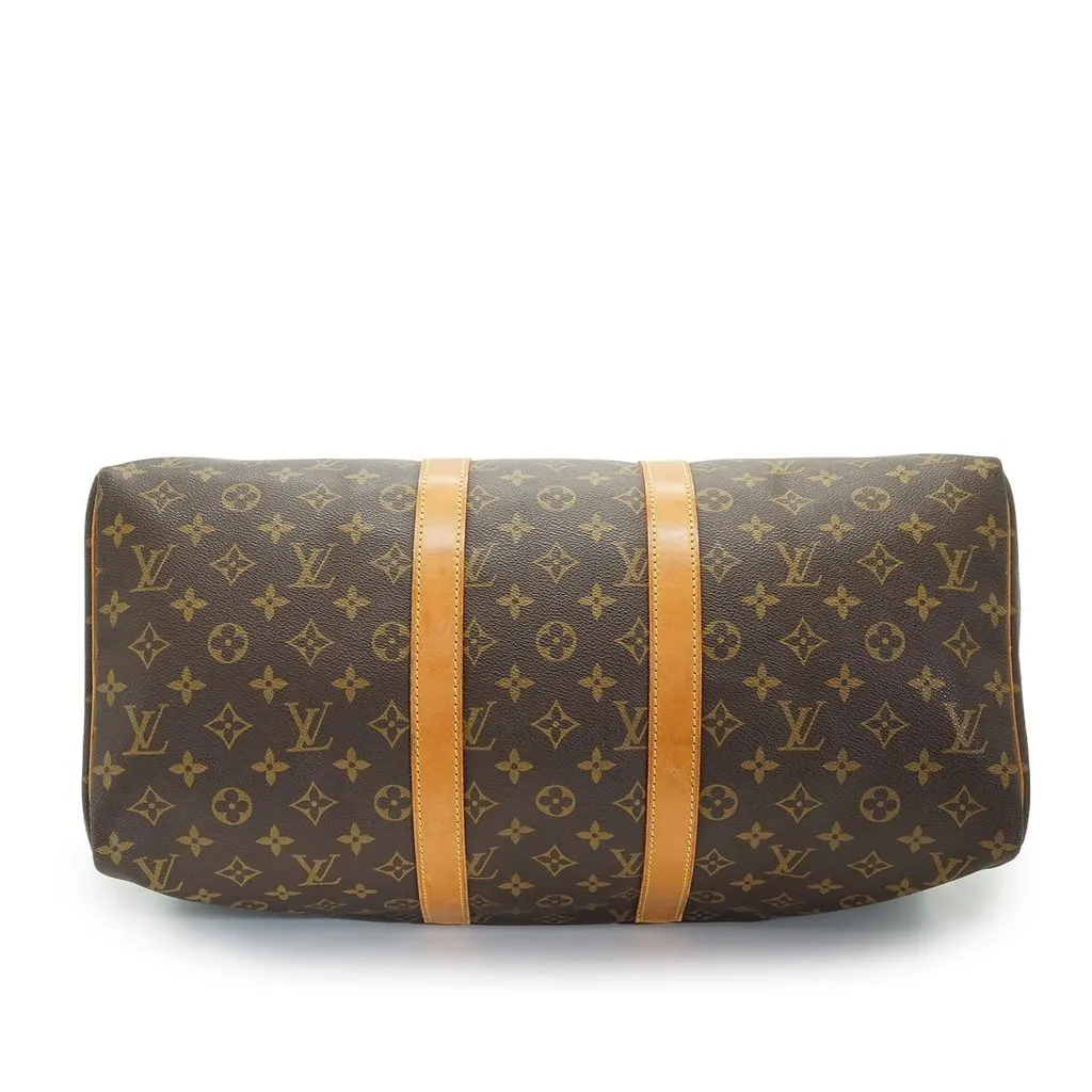 Louis Vuitton Luggage Vintage Keepall Brown Canvas Good - Inside View