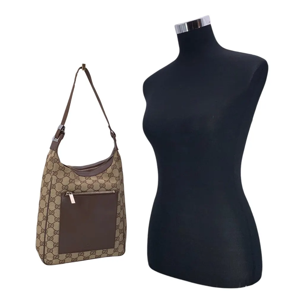 Gucci Shoulder Bag Vintage Not Applicable Brown Canvas Good - Inside View