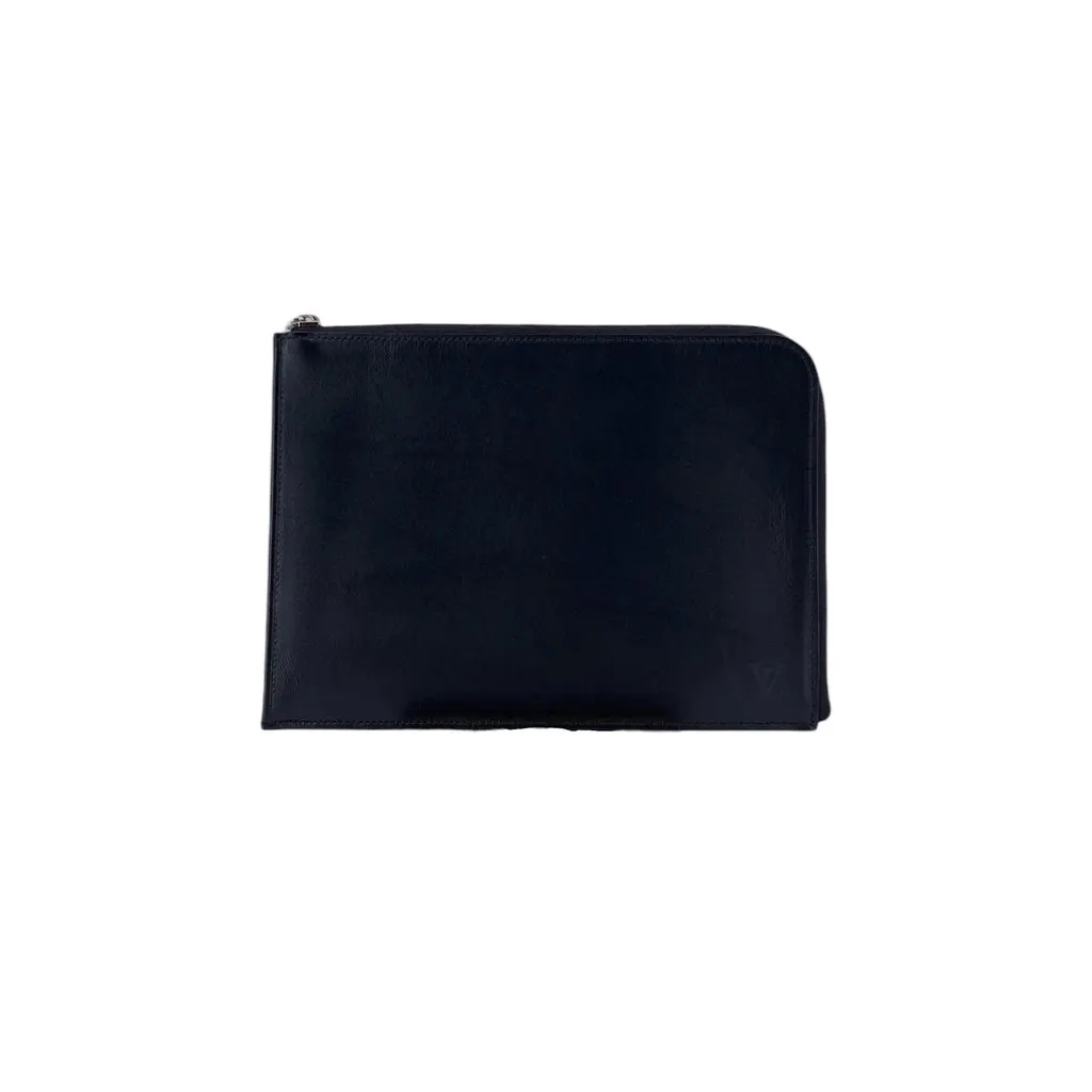 Louis Vuitton Clutch Bag Pochette Jour pm Black Leather Good - Front View
