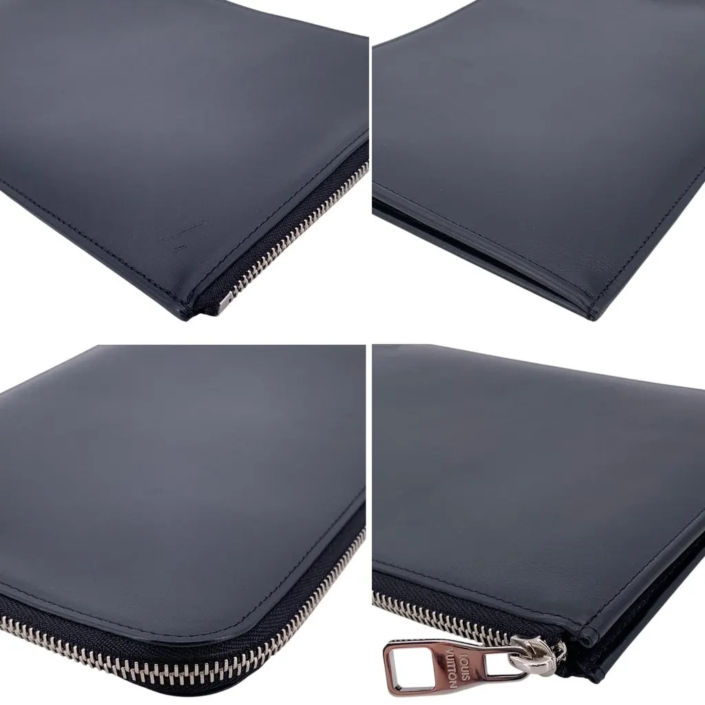 Louis Vuitton Clutch Bag Pochette Jour pm Black Leather Good - Model View