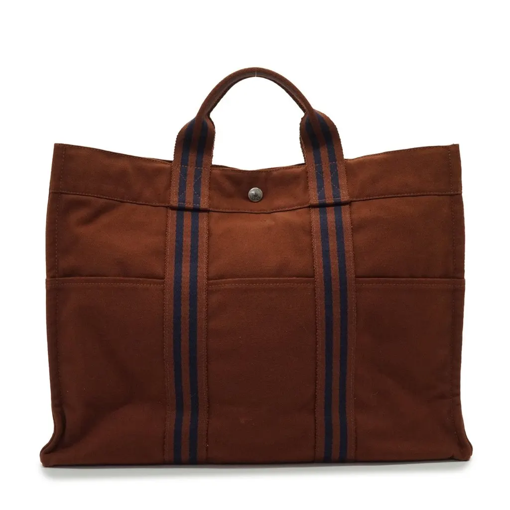Hermes Tote Bag Fourre-Tout Brown Cotton Good - Back View
