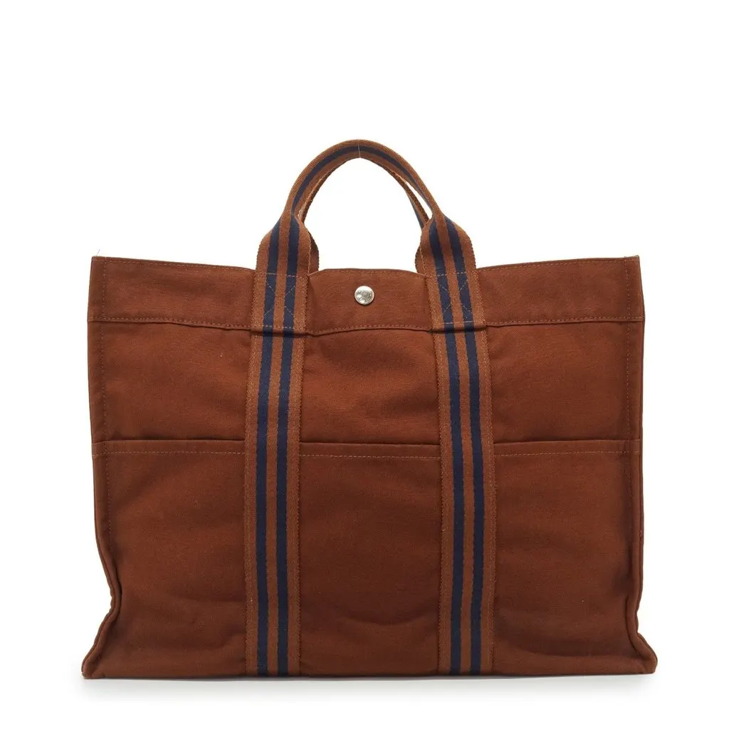Hermes Tote Bag Fourre-Tout Brown Cotton Good - Front View