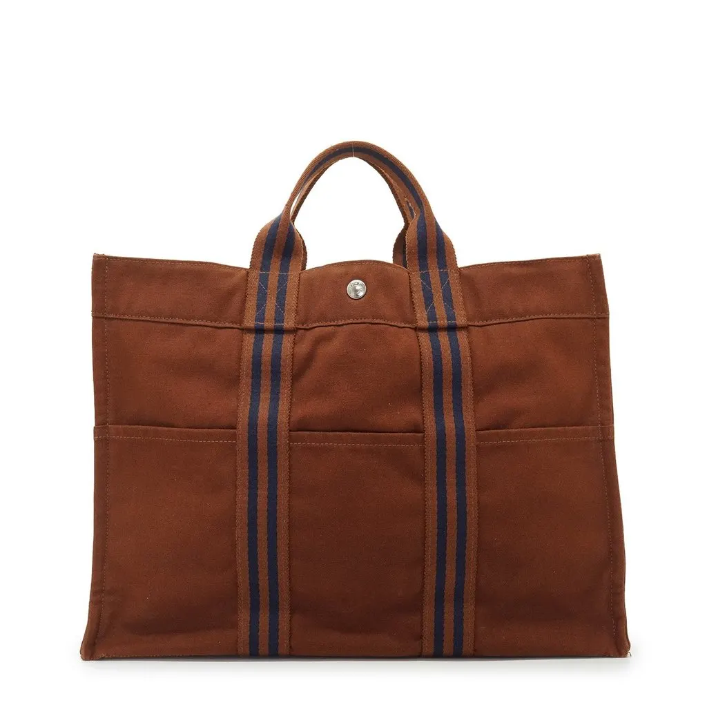 Hermes Tote Bag Fourre-Tout Brown Cotton Good - Back View