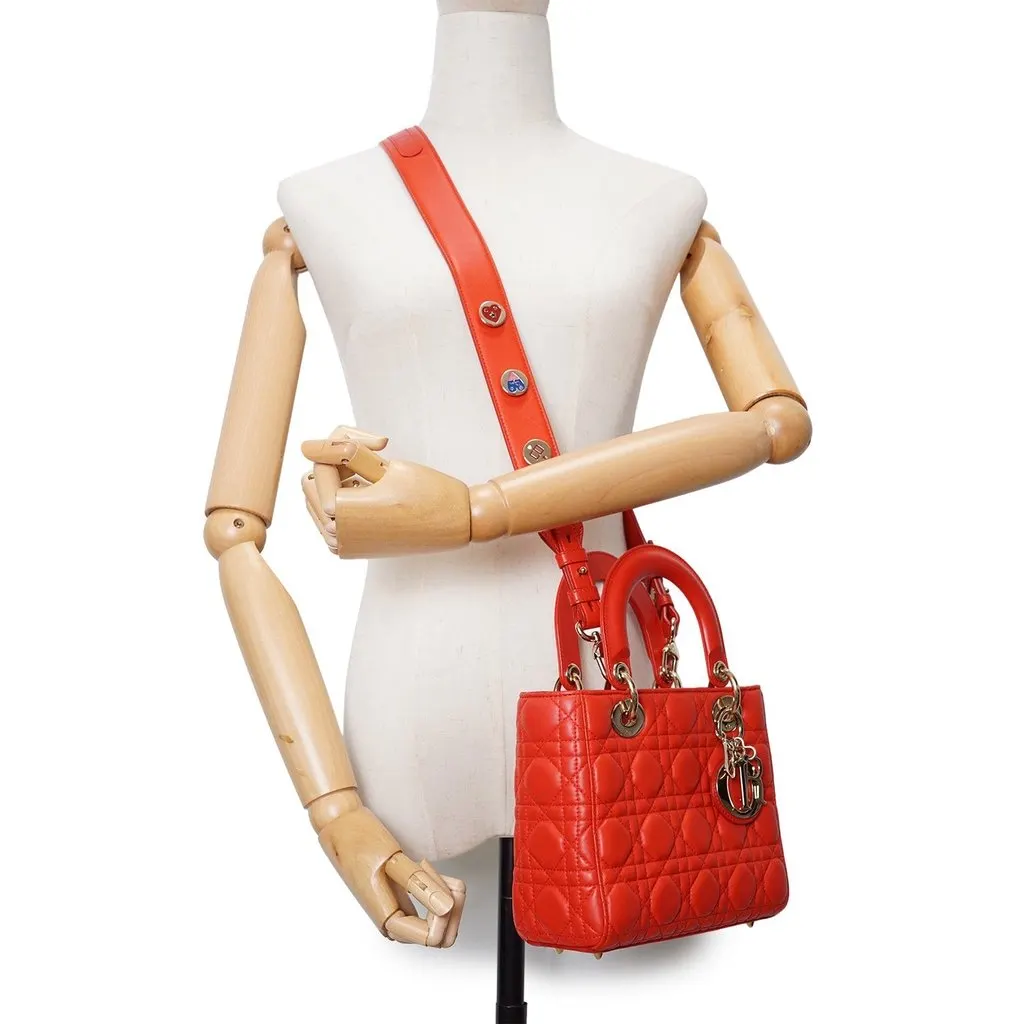Dior Handbag My Lady Dior Red Leather Good - Back View