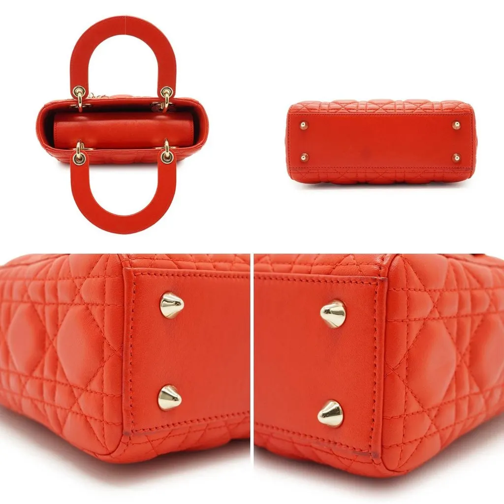 Dior Handbag My Lady Dior Red Leather Good - Model View