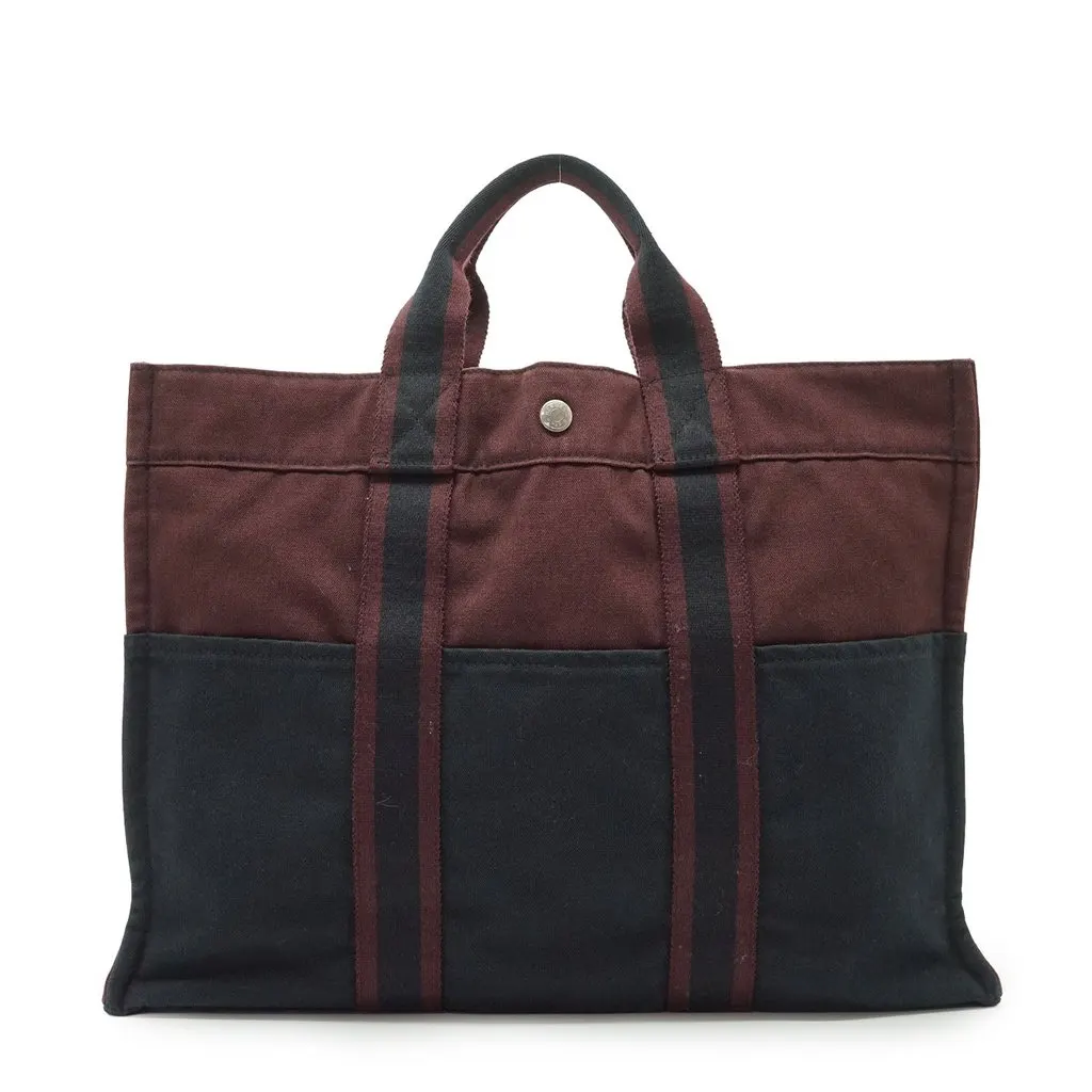 Hermes Tote Bag Fourre-Tout Burgundy Cotton Good - Front View