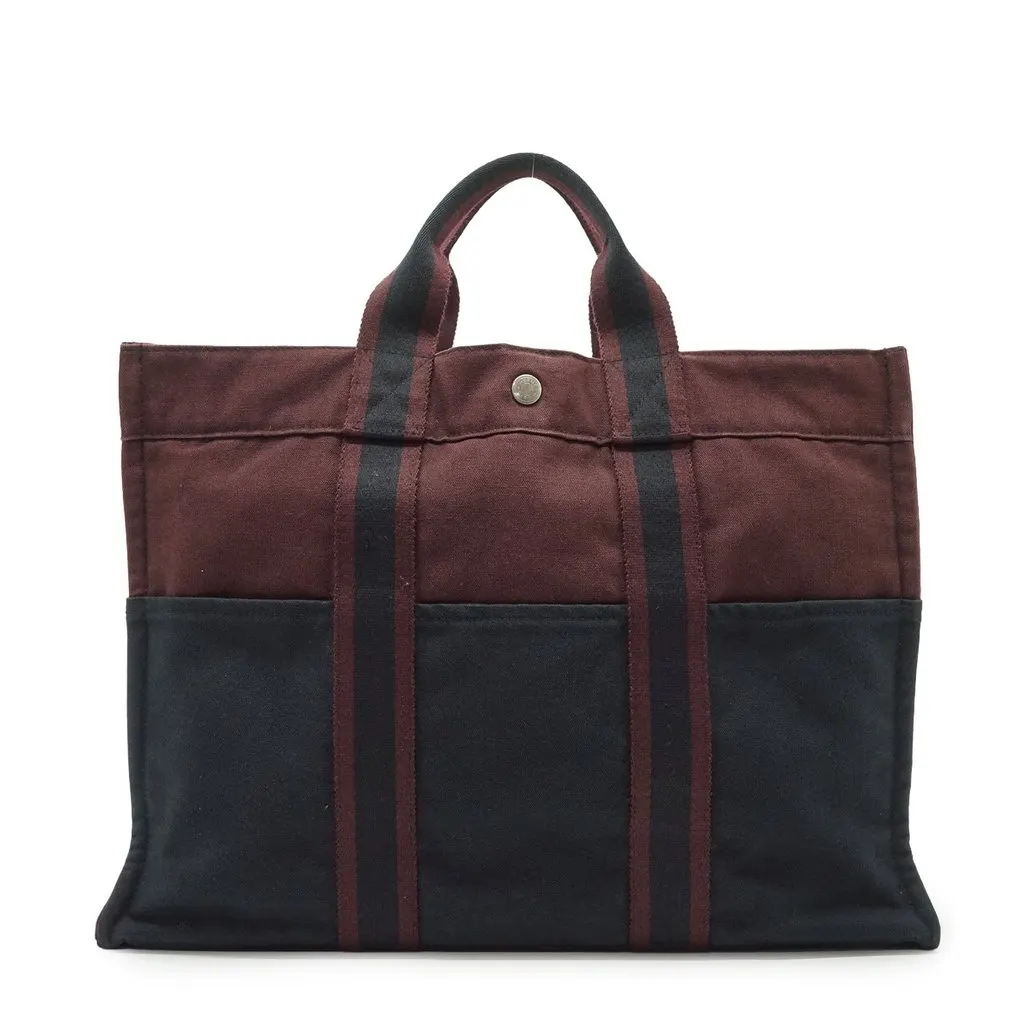 Hermes Tote Bag Fourre-Tout Burgundy Cotton Good - Back View
