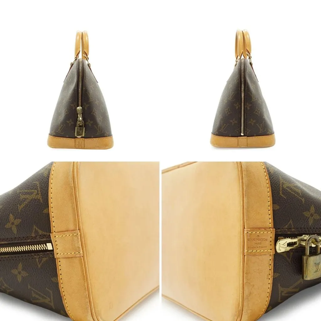 Louis Vuitton Handbag Vintage Alma Brown Canvas Good - Inside View