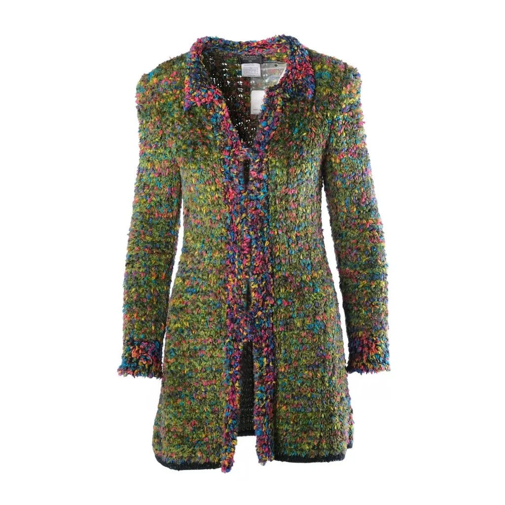 Chanel Runway Fantasy Rainbow Wool Jacket -'90s Black Wool Good - Front View