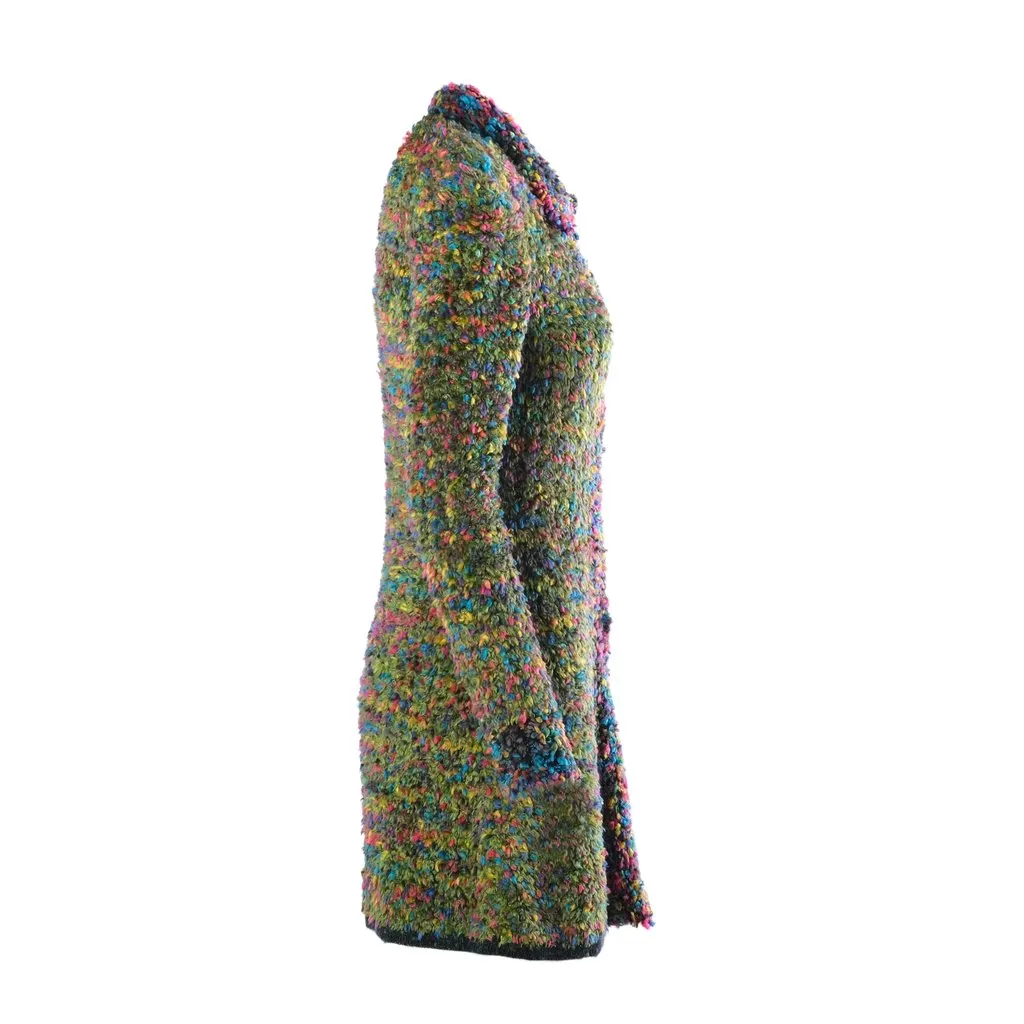 Chanel Runway Fantasy Rainbow Wool Jacket -'90s Black Wool Good - Inside View