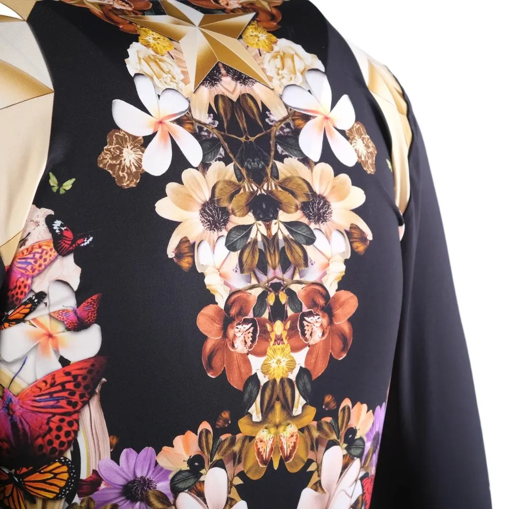 Just Cavalli Black Leo Butterfly Print Jersey Fitted Dress -'00s Black Good - Model View