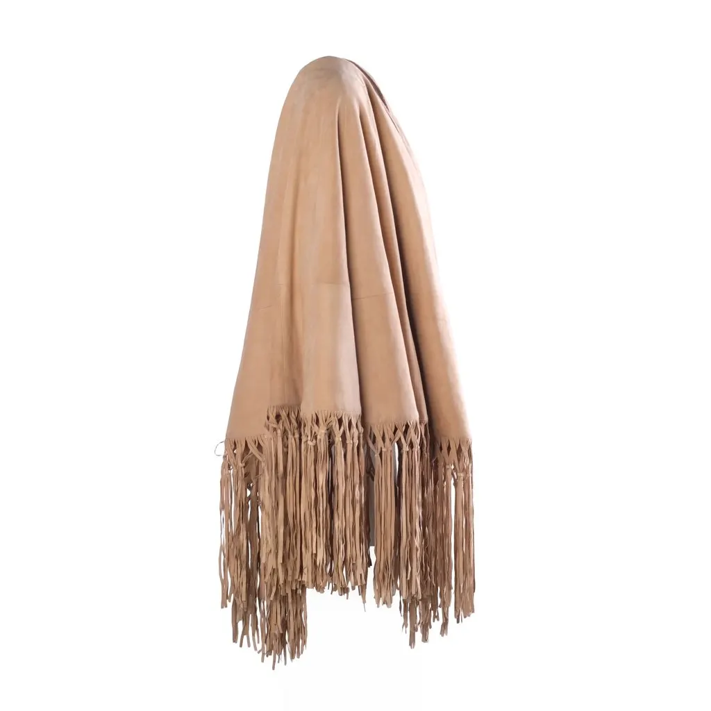 Loro Piana Suede Fringe Cape- '00s Beige Suede Good - Back View