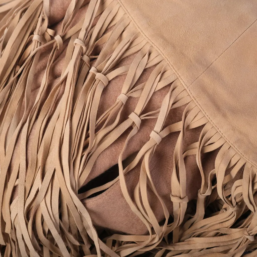 Loro Piana Suede Fringe Cape- '00s Beige Suede Good - Box View
