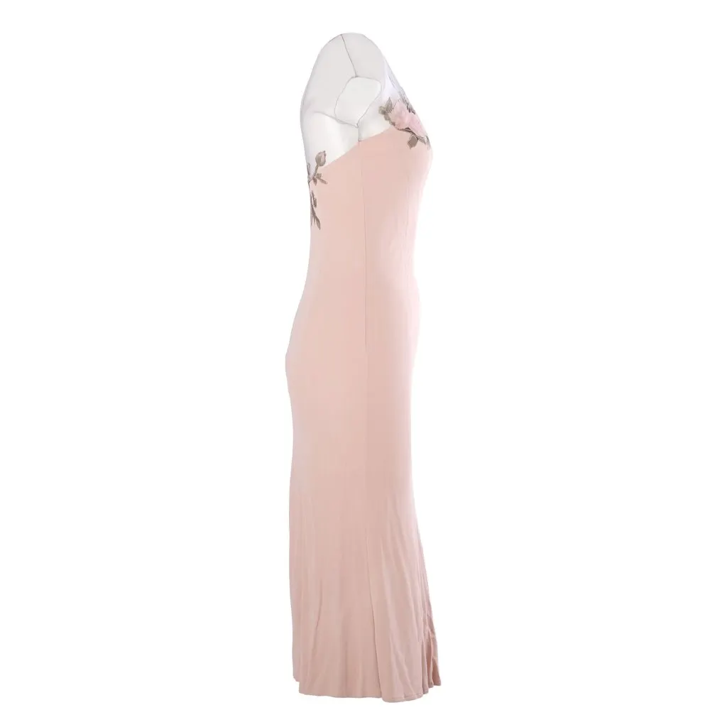 Blumarine Sheer Silk Slip Dress With Floral Appliqué - '90s Red Silk Good - Inside View