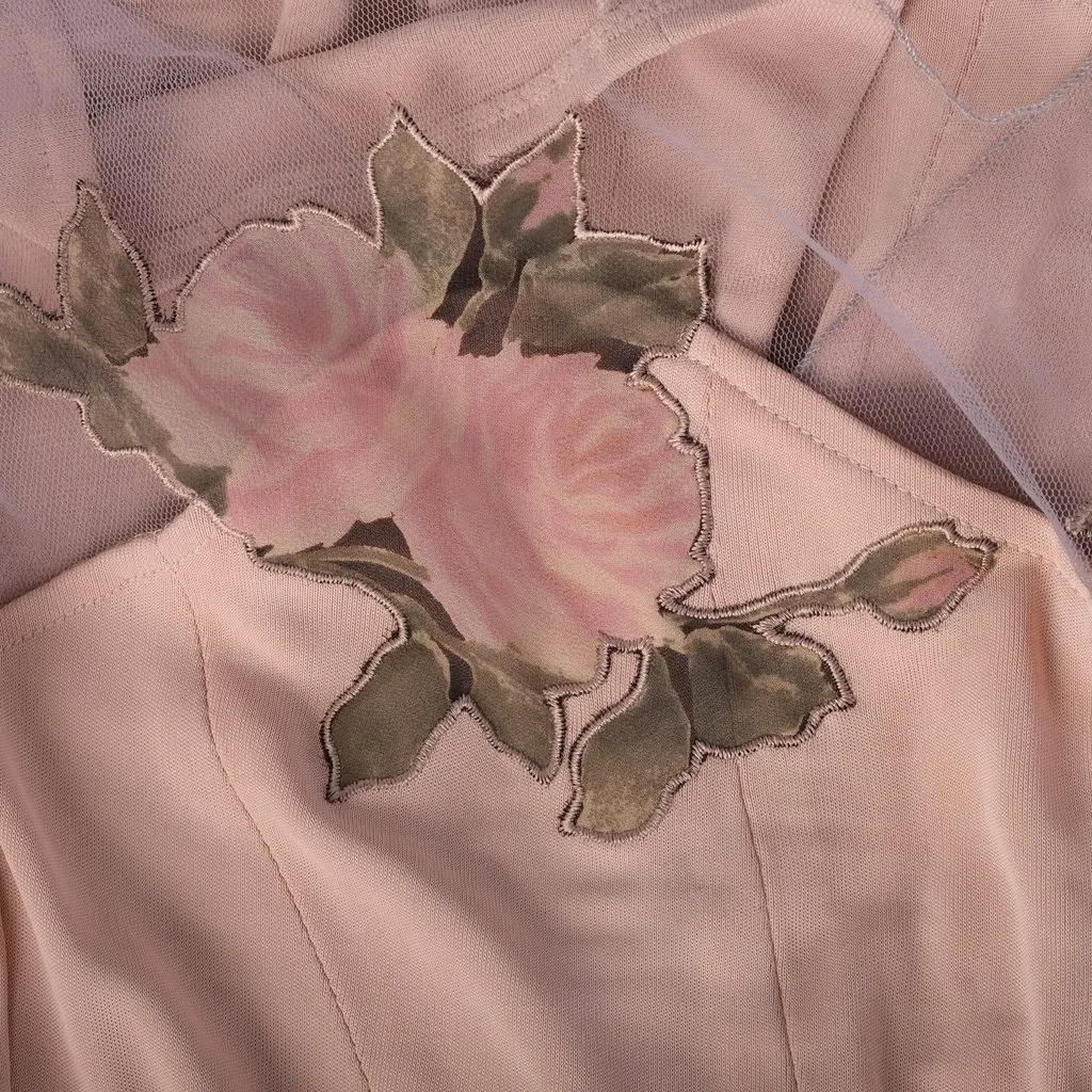 Blumarine Sheer Silk Slip Dress With Floral Appliqué - '90s Red Silk Good - Box View