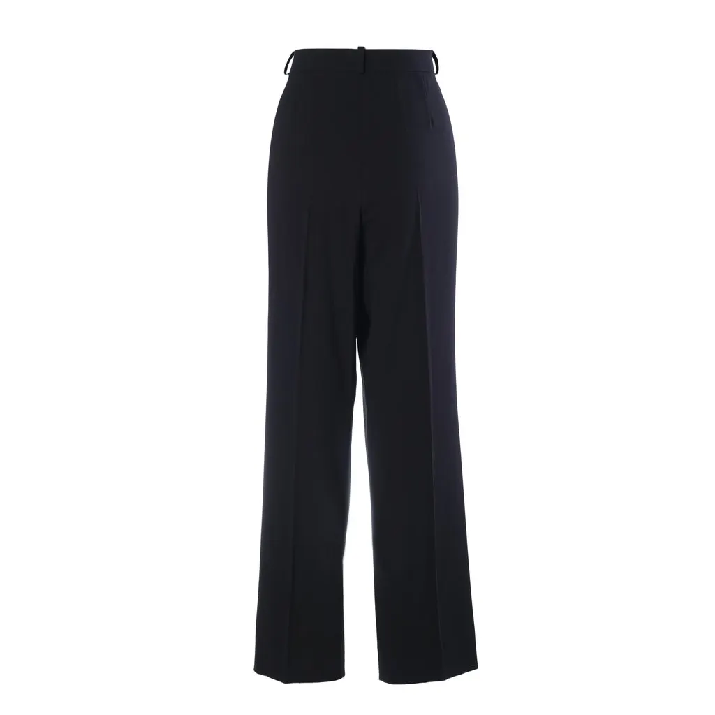 Giorgio Armani Black Tailored Trousers with Leather Details- '90s Black Leather Good - Inside View
