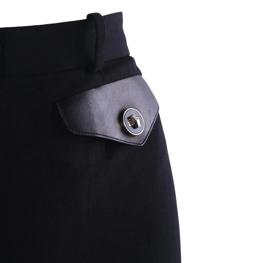 Giorgio Armani Black Tailored Trousers with Leather Details- '90s Black Leather Good - Model View