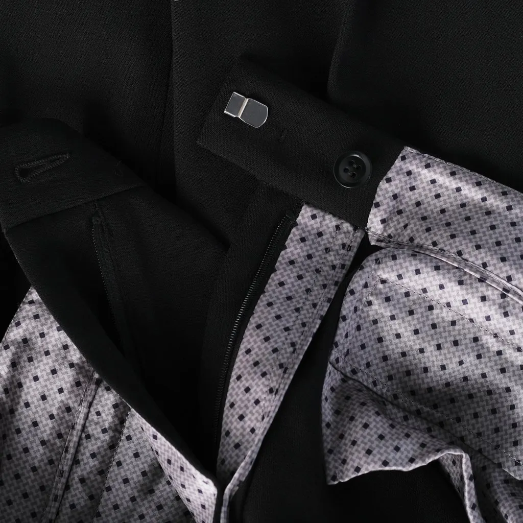 Giorgio Armani Black Tailored Trousers with Leather Details- '90s Black Leather Good - Box View