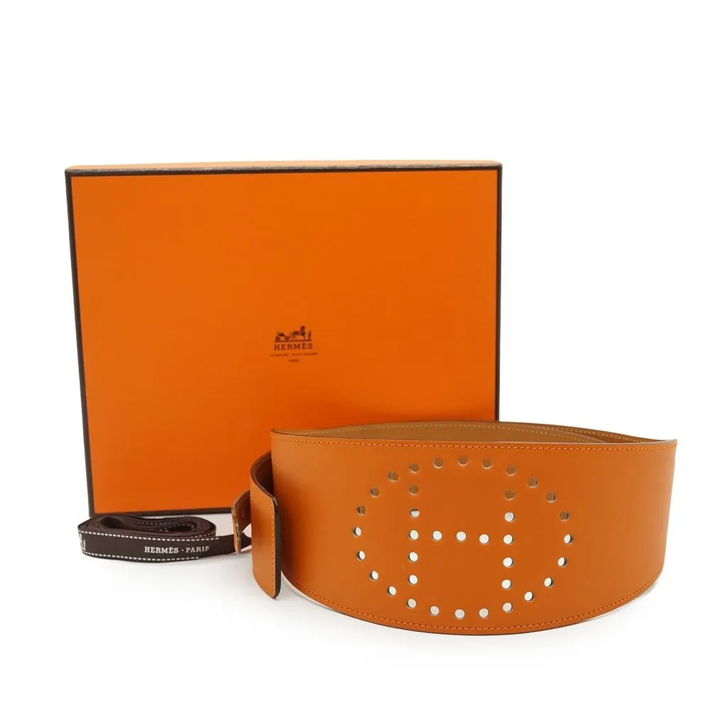 Hermes Belt Orange Leather Good - Back View